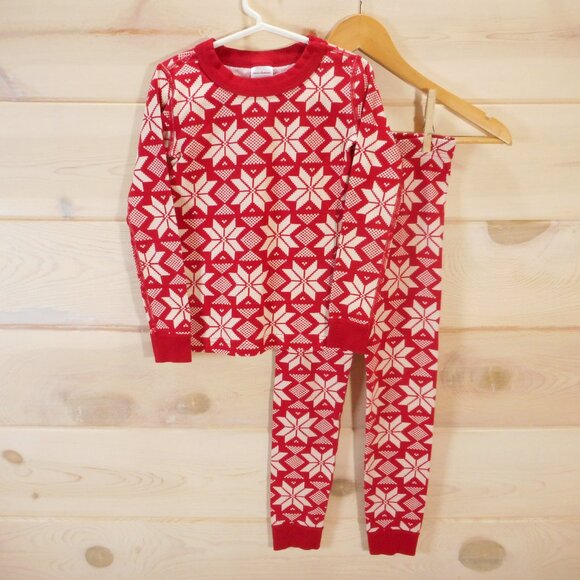 Hanna Andersson Kids 120 cm US 6-7 Red Scandi Snowflake Pajama Set Christmas - Picture 1 of 11